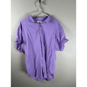 Xirena Shirt Size Large Button Up Purple Spring Preppy Lightweight Cotton Top
